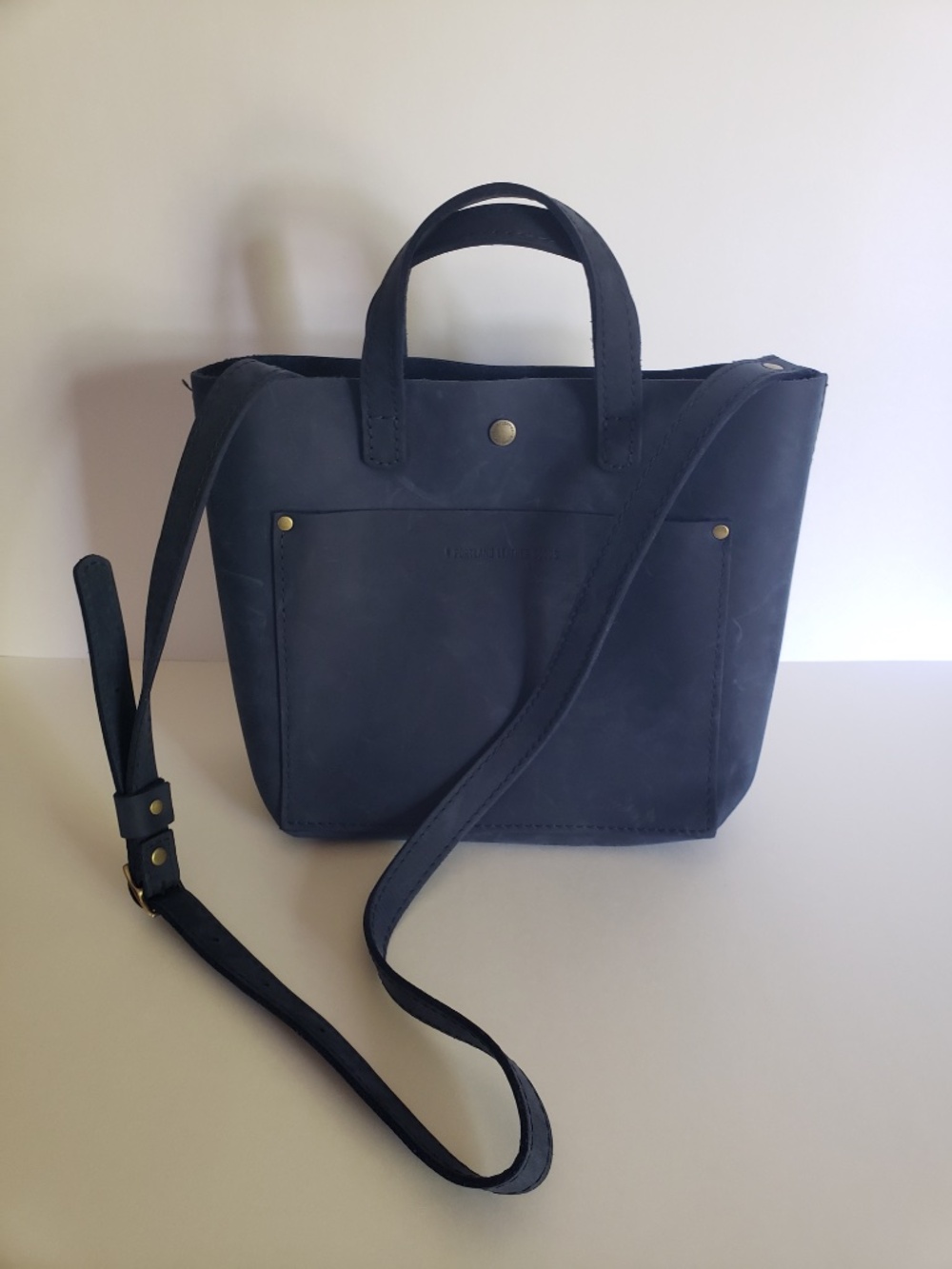 Portland Leather Mini Crossbody Tote in Blue